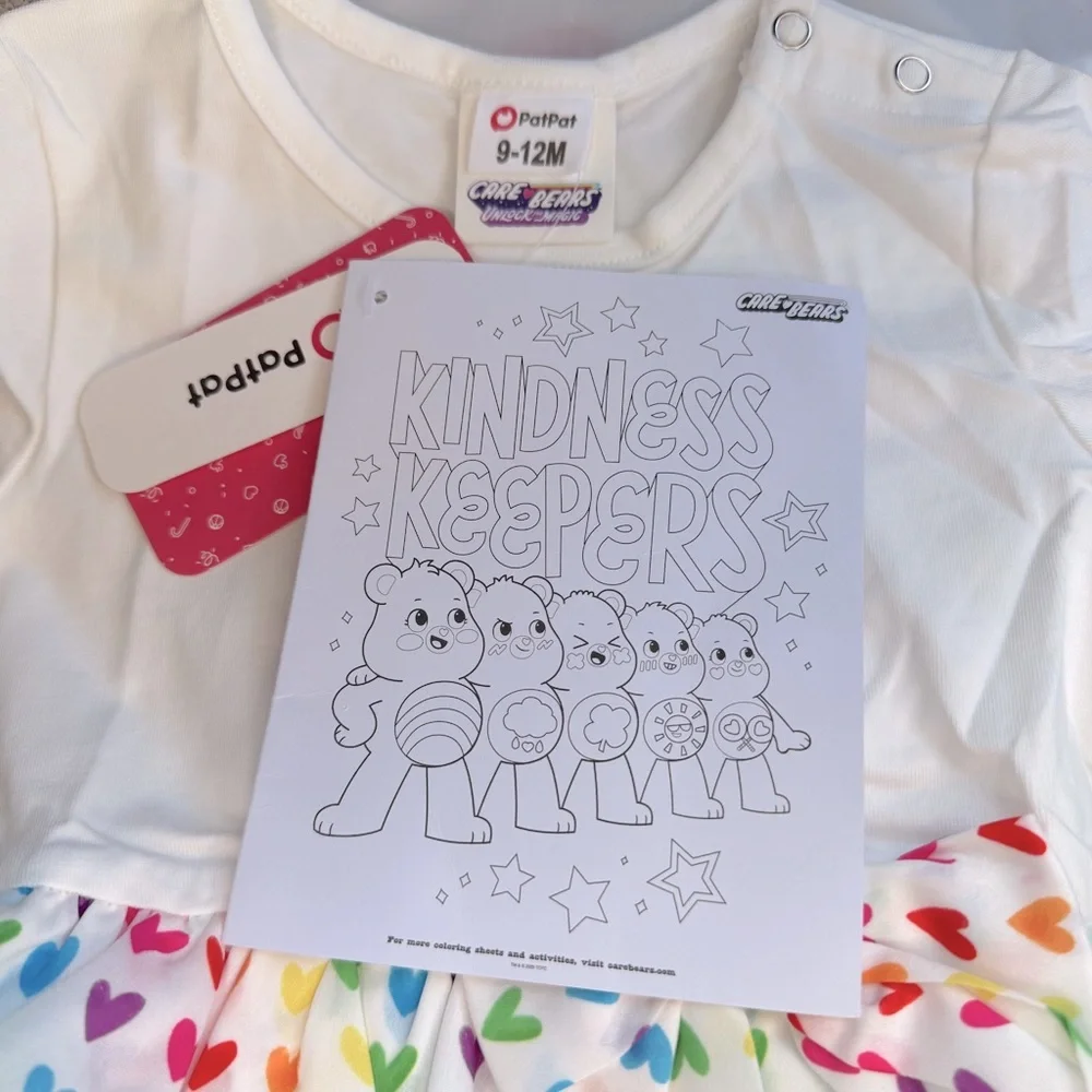 PatPat White Dress with Rainbow Heart Pattern